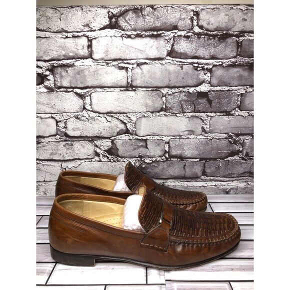 Johnston & Murphy Handcrafted Brown Leather Weaves Dress Loafers Men 11M US/44EU - Picture 3 of 16